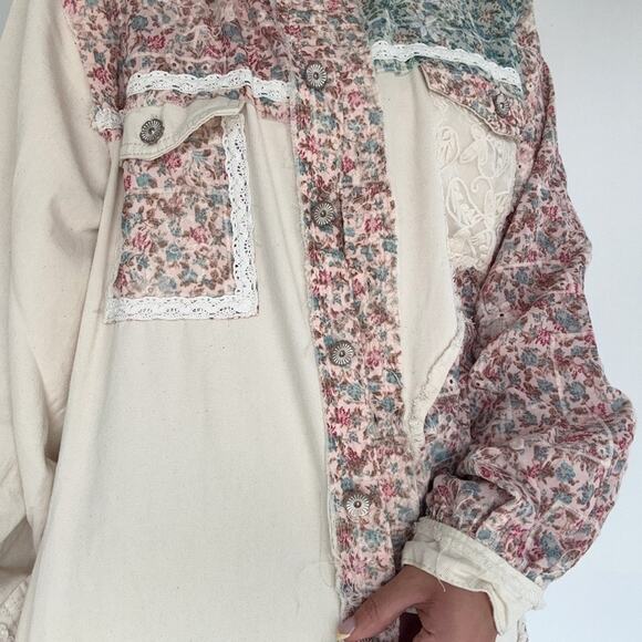 Never Worn POL From Eden Cream Embroidered Button Down Size M - Picture 4 of 8